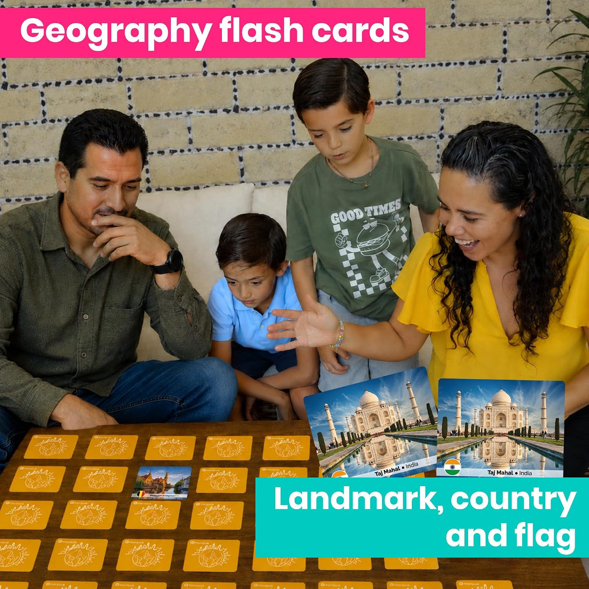 Menique Explore the World Memory Matching Game – Geography Game with 100 Photo Cards, 50 Countries, Flags & Landmarks – Travel Card Game with Educational Booklet, Ages 3+