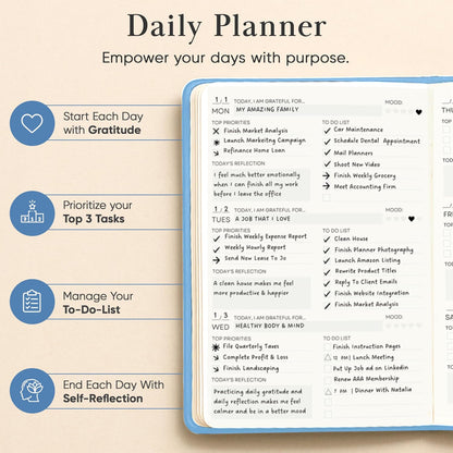2026 Planner, Daily Journal & Gratitude Journal All-In-One with To Do List, Self Care Prompts & Habit Tracker - 7 x 10 - Pink