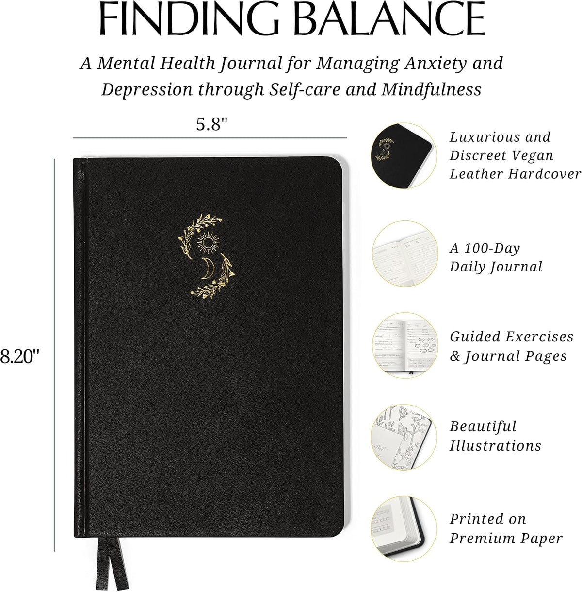 Mental Health Journal - 100-Day Guided Journal with Prompts for Self-Care, Mindfulness, Anxiety & Depression relief - Mood, Wellness & Emotions Trackers