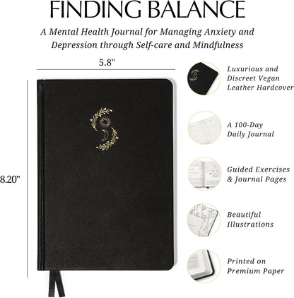 Mental Health Journal - 100-Day Guided Journal with Prompts for Self-Care, Mindfulness, Anxiety & Depression relief - Mood, Wellness & Emotions Trackers