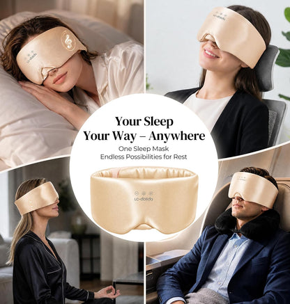 LC-dolida 3D Silk Bluetooth Sleep Mask, Mulberry Silk Sleep Mask with Bluetooth Headphones, Bluetooth Eye Sleep Mask for Side Sleepers, Total Blackout Bluetooth Eye Mask for Women Men, Black