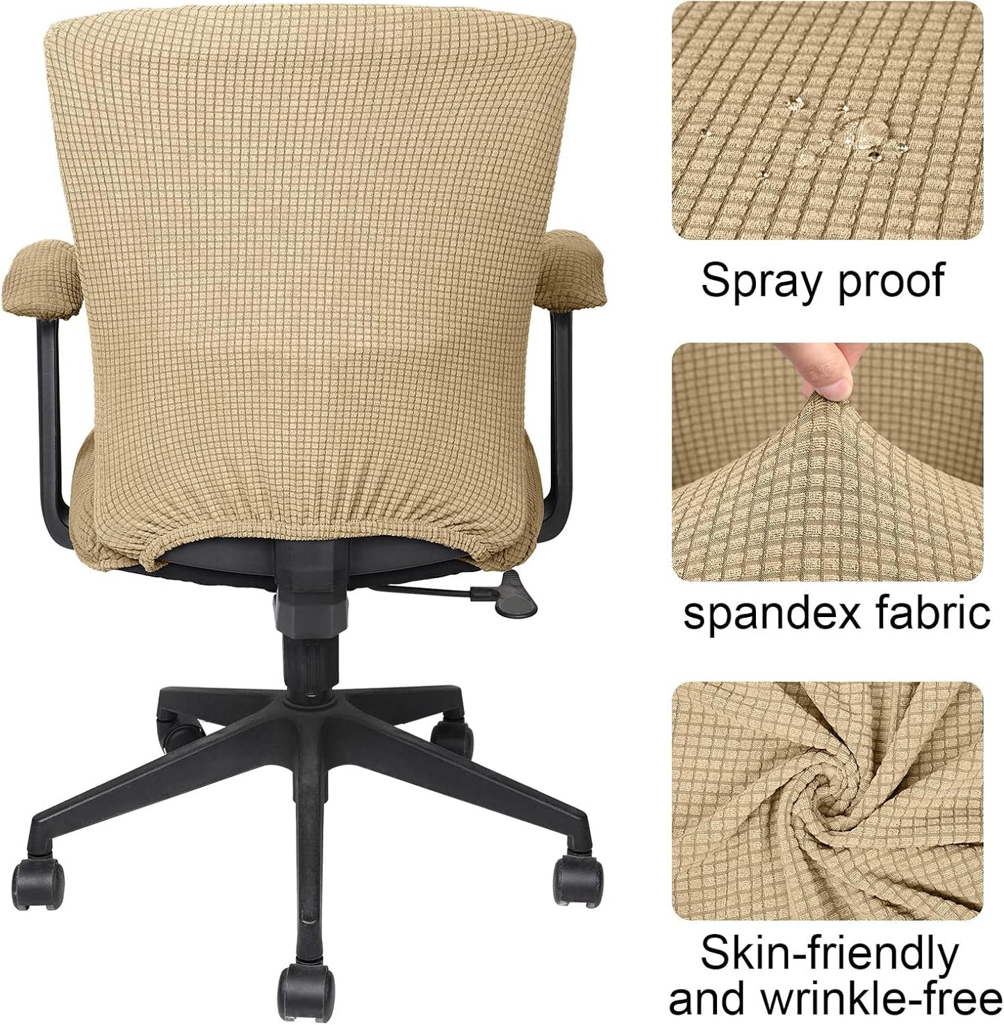 Tallew 4 Pcs Office Chair Covers Set Computer Universal Protective Stretchable Chair Seat Covers Desk Armrest Slipcovers Pads Office Cushion Backrest for Rotating (XL,Silver Gray)