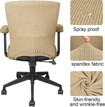 Tallew 4 Pcs Office Chair Covers Set Computer Universal Protective Stretchable Chair Seat Covers Desk Armrest Slipcovers Pads Office Cushion Backrest for Rotating (XL,Silver Gray)