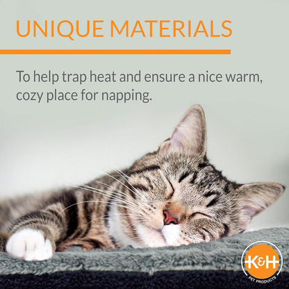 K&H Self-Warming Cat Bed Pad, Self Heating Pad, Small 21 X 17 Gray/ Black