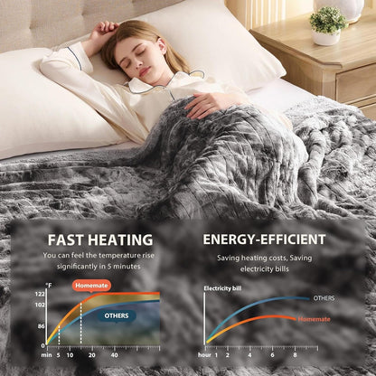 Homemate Heated Blanket Electric Heating Throw 50x60 Plush Faux Fur Sherpa