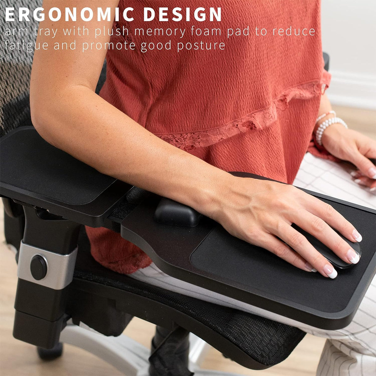 VIVO Black Wooden Arm Rest Mouse Pad with Wrist Cushion, MOUNT-MS02D