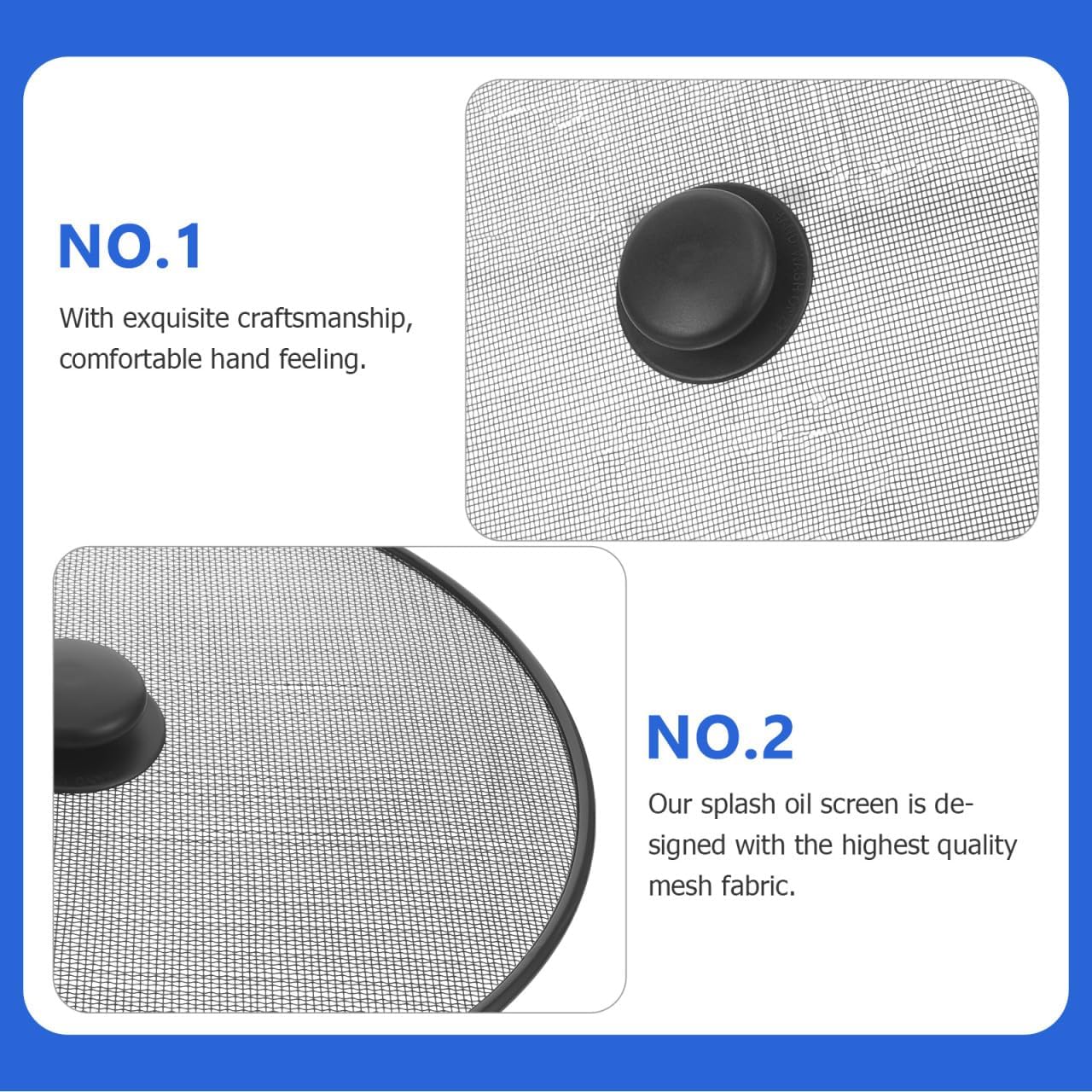 11.22" Stainless Steel Splatter Screen Grease Guard – Fine Mesh Oil Splash Shield for Frying Pan, Skillet, Pot, Stove Top – Prevents Burns & Mess