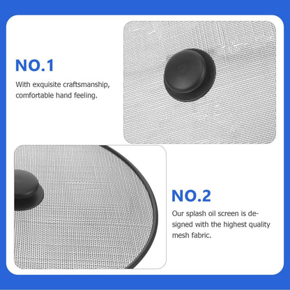 11.22" Stainless Steel Splatter Screen Grease Guard – Fine Mesh Oil Splash Shield for Frying Pan, Skillet, Pot, Stove Top – Prevents Burns & Mess