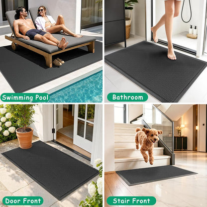WochiTV Non Slip Drainage Mats PVC Pool Floor Mat 0.23'' Thick Outdoor Indoor Parking Space Mat for Bathroom Garage Basement Backyard Commercial Kitchen 3x16.6Ft