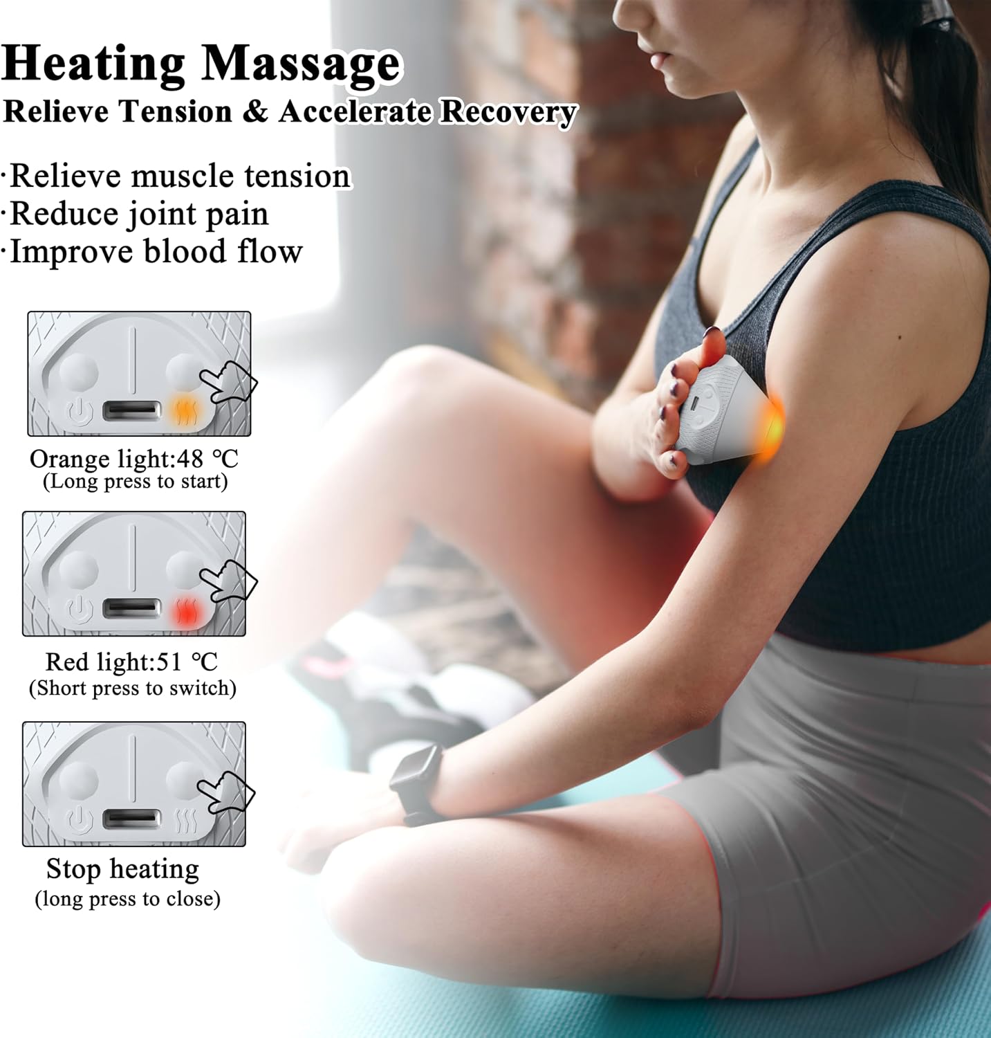 PROIRON Mountable Massage Ball with Suction Cup Pinpoint Deep Tissue Muscle Knot & Sore Relief, Vibration & Heating Trigger Point Massage Tool for Back Neck, Self-Massage Tool