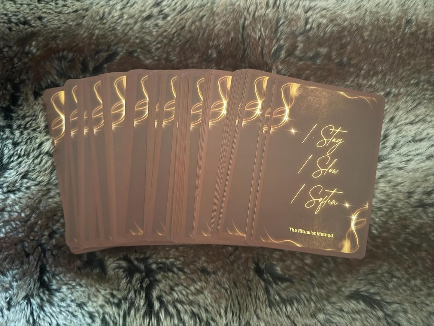 The Ritualist Method Card Deck, 52 Soft Touch Daily Affirmation Cards with an Engraved Wooden Stand in a Giftable Rigid Magnet Closure Box for Calm, Confidence, Mindfullness and Self Care