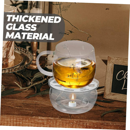 Healifty Glass Teapot Warmer Base Insulation Round Heating Base for Tea Kettle for Tea Ceremony and Household Use
