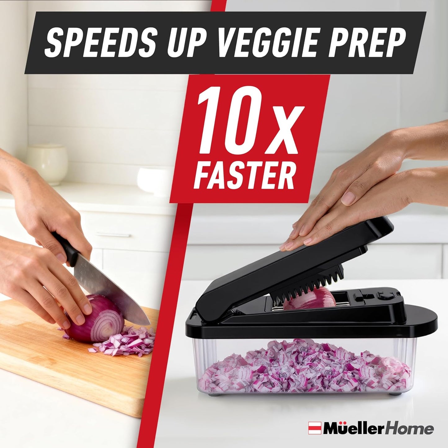 Mueller The Real Original Pro Vegetable Chopper & Mandoline Slicer, 10-in-1 | since 2013, 8 Blade Food Veggie Chopper, Onion Vegetable Cutter with Container, Kitchen Gadgets & Essentials