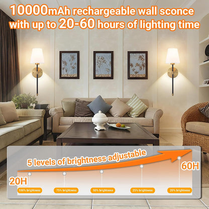 Nekhung Battery Operated Wall Sconce, Peel and Stick Sconces Set of 2