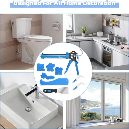 3 in 1 Silicone Caulking Tool, High Quailty Grout Removal Tool and Sealant Finishing Scraper with Stainless Steelhead, Caulk Remover Tool Kit for Window, Kitchen, Floor, and Sink Joint