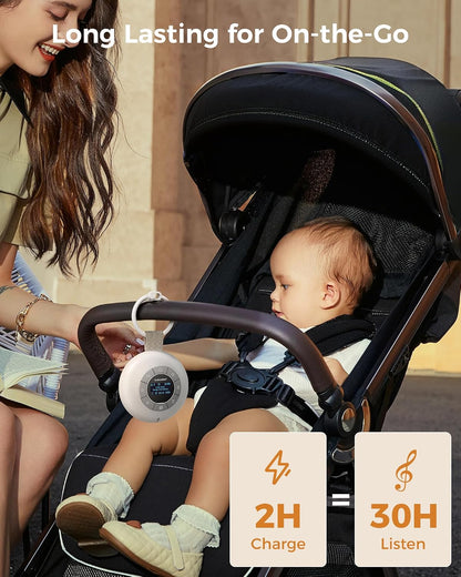 Glocusent 3-in-1 Portable Baby Sound Machine, White Noise Machine for Sleeping, Night Light & Phone Connected Speaker 34 Sounds Timing Function 1000mAh Large Battery Designed for Travel