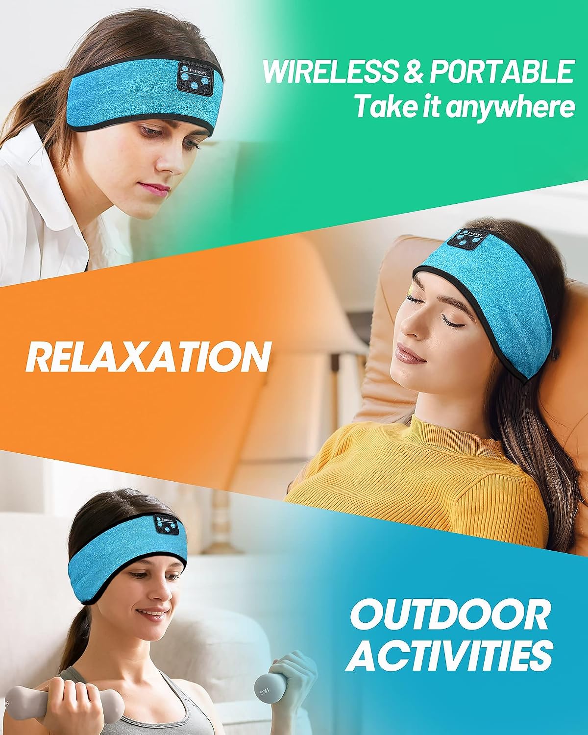 Sleep Headphones Headband, Bluetooth 5.4 Sleeping Headphones for Side Sleepers, Wireless Headband Headphones with Ultra-Thin Stereo Speakers for Sports, Workout, Travel, Meditation