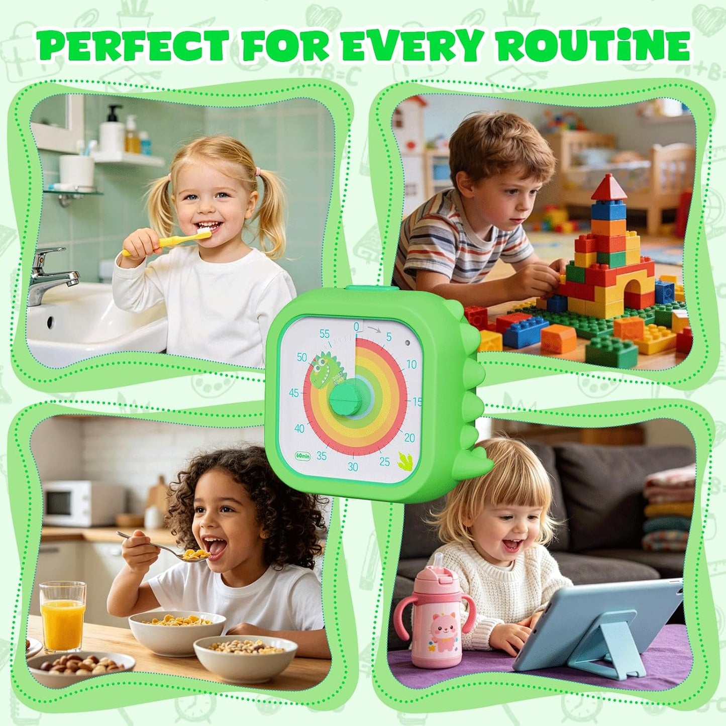 Owliwise Visual Timer for Kids, 60 Minute Countdown Timer with Silent Operation, Cute Pomodoro Rainbow Disk Time Management Tool for Classroom and Home Study, for Kids Desk, Office Desk and Meetings