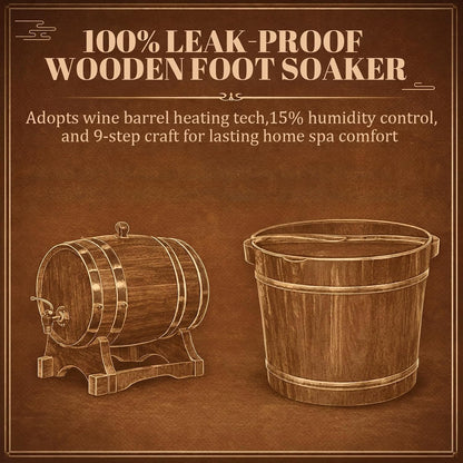 Geelin 15.75" Wooden Foot Bath Bucket with Lid & Massage Roller, Thick Insulated Spa Foot Soak for Relaxation, Massage Soles, Circulation, Elderly & Athletes, Home & Family Use