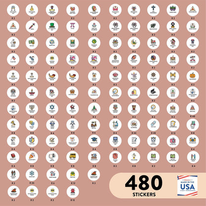 Andaz Press Colorful 7 Days of Week Stickers, Day Week Calendar Stickers for Adults Planner Day Dots Food Labels for Food Containers Date Calendar Planner Stickers Week Day Sticker Labels, 480-Pack
