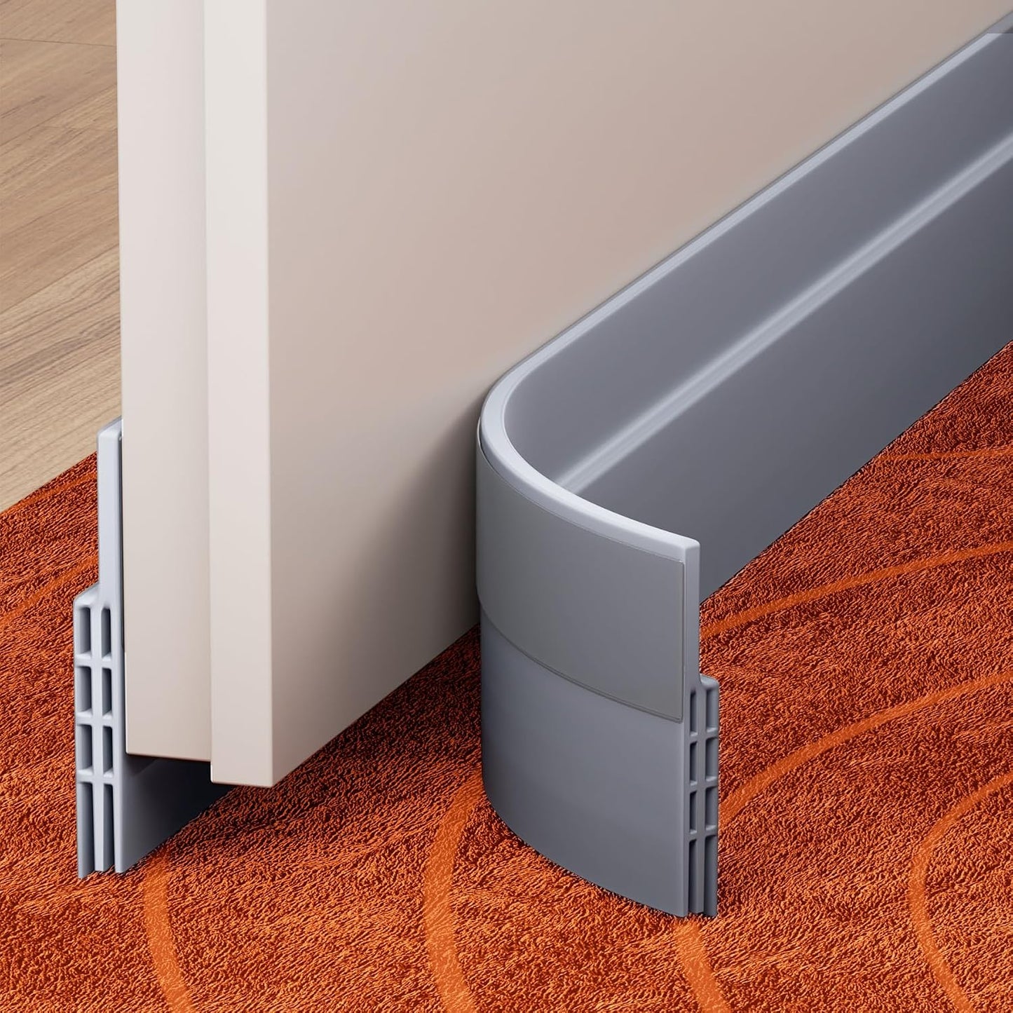 Grotheory 2 Pack Door Draft Stopper, Door Sweep, Weather Stripping Seal | Self-adhesive silicone under door draft stopper for windows and garages, blocks drafts, noise, light, dust and bugs