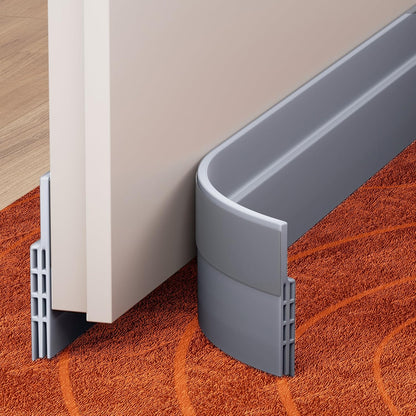 Grotheory 2 Pack Door Draft Stopper, Door Sweep, Weather Stripping Seal | Self-adhesive silicone under door draft stopper for windows and garages, blocks drafts, noise, light, dust and bugs