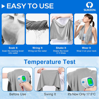 Sukeen 4 Pack Cooling Towels (40"x12"), Cooling Neck Wraps, Ice Towel, Soft Breathable Chilly Towel,Microfiber Towel for Yoga,Sport,Running,Gym,Workout,Camping,Fitness,Workout & More Activities