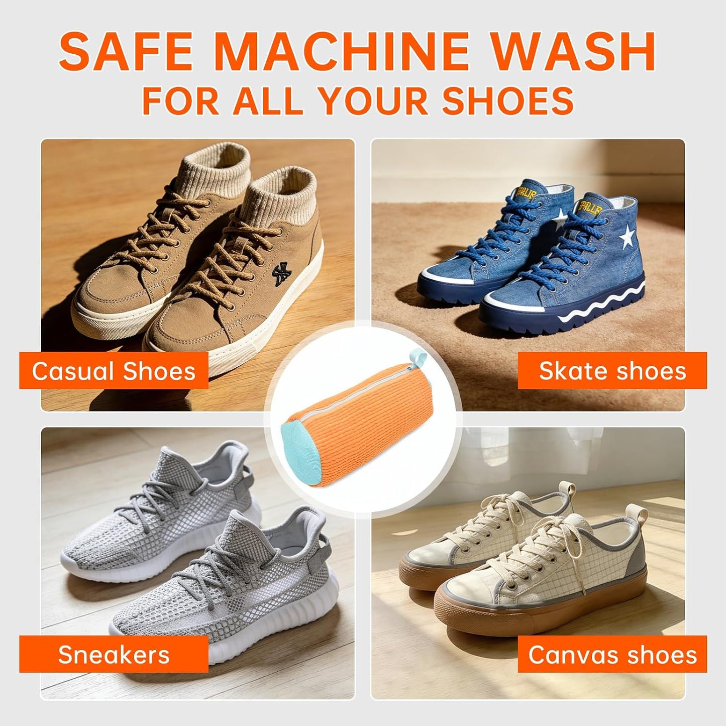 1PCS Blue Shoe Washing Machine Bags for All Shoe Types | Deep Cleaning,Reusable and Durable,Safeguarding Shoes from Scuffs and Deformation,Tear-Resistant Chenille Fabric