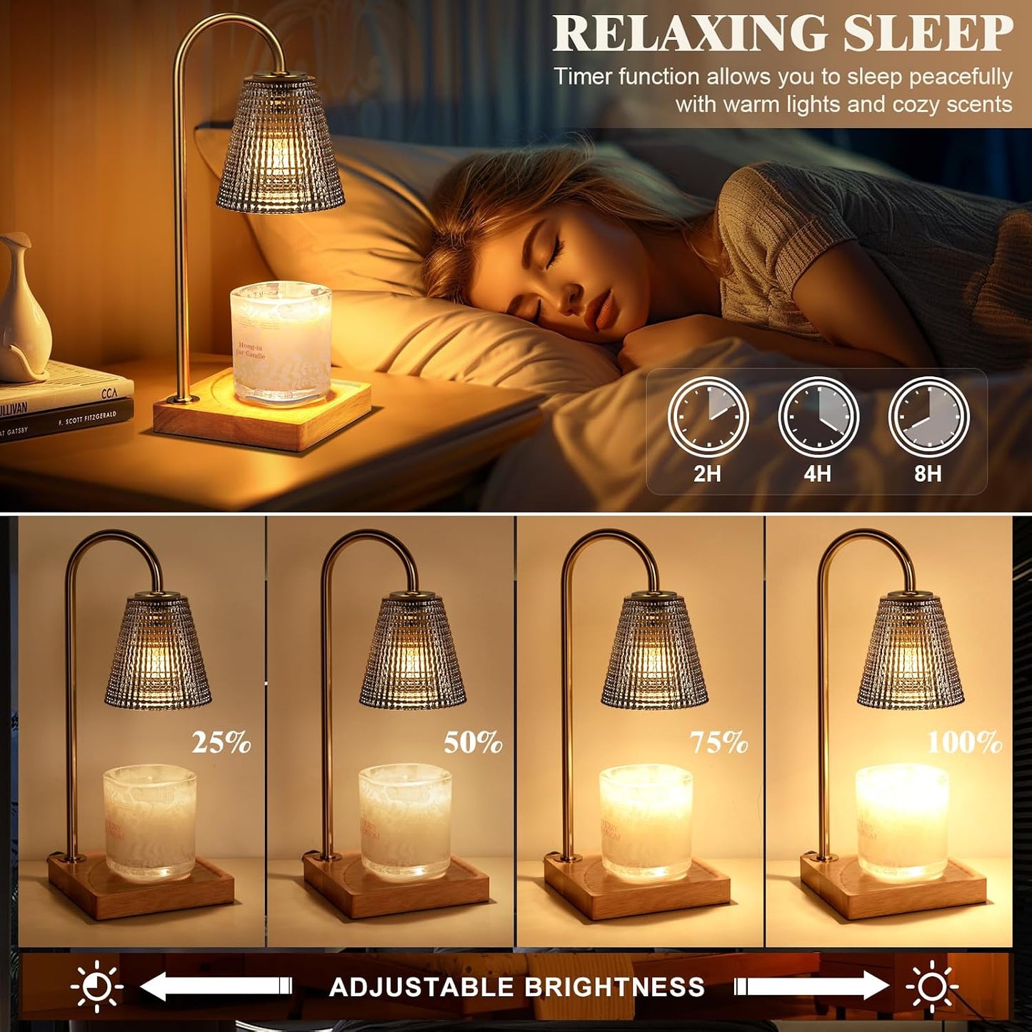 Hong-in Candle Warmer Lamp with Timer, House Warming Gifts New Home Decor | Dimmable & Adjustable Height, Electric Wax Warmer for Scented Wax Jar Candles,Gifts for Women Mom Sister