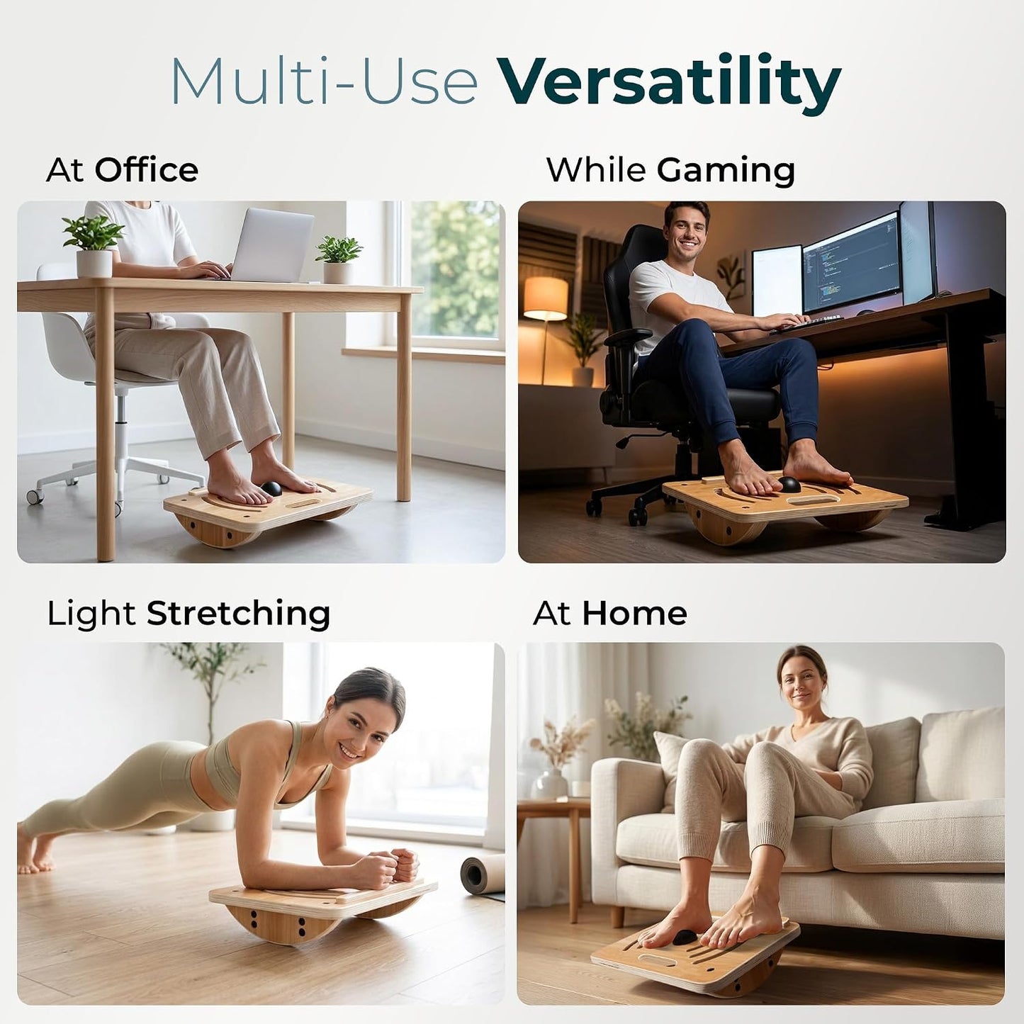 Wooden Under Desk Footrest, Rocking Foot Rest for Under Desk with Massage Ball, Ergonomic Desk Foot Rest, Office Foot Rest Under Desk, Under Desk Foot Stool, Improve Posture & Circulation