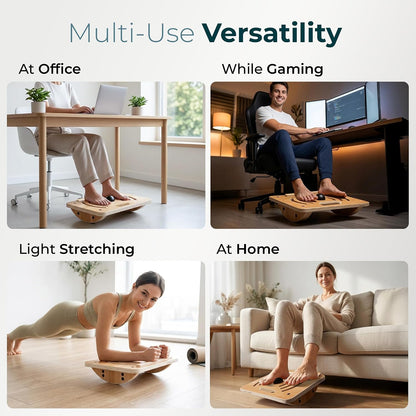 Wooden Under Desk Footrest, Rocking Foot Rest for Under Desk with Massage Ball, Ergonomic Desk Foot Rest, Office Foot Rest Under Desk, Under Desk Foot Stool, Improve Posture & Circulation