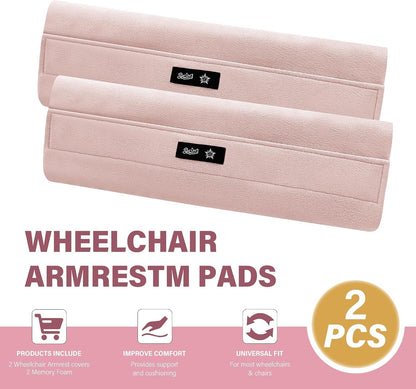 SPRING SEAON Wheelchair Armrest Covers, Soft Suede Memory Foam Pads, 1 Pair