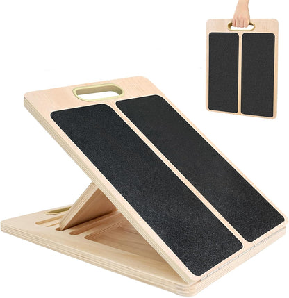 Slant Board for Calf Stretching, Adjustable Portable Wooden Calf Stretcher Incline Board, 380 lbs Weight Capacity Calf Stretch Wedge for Leg, Knees, Heel, Ankle & Stretching