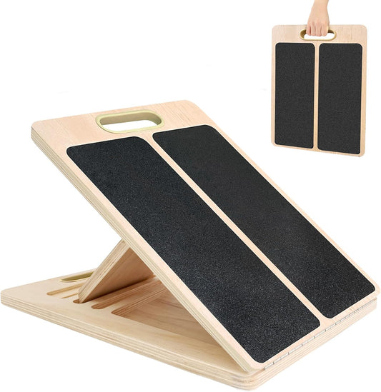 Slant Board for Calf Stretching, Adjustable Portable Wooden Calf Stretcher Incline Board, 380 lbs Weight Capacity Calf Stretch Wedge for Leg, Knees, Heel, Ankle & Stretching