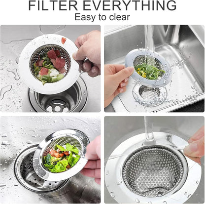 2pcs Heavy Duty Stainless Steel Slop Basket Filter Trap, 2.75" Top / 1" Mesh Metal Sink Strainer Shower Drain Hair Catcher for Kitchen Bathroom Bathtub Wash Basin Floor Balcony Drain Hole, Utility