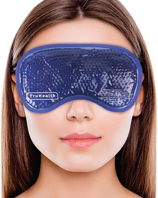Gel Bead Hot and Cold Eye Masks - FSA HSA Approved Reusable Gel Bead Ice Pack Provides Ice and Heat Pain Relief for Head, Puffy Eyes, Beauty, Relaxing, and Sleep (Navy Blue)