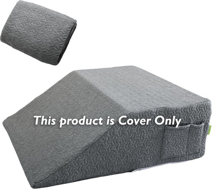 Leg Wedge Pillow Cover 24x21x8 in, Zipper & Pockets, Gray