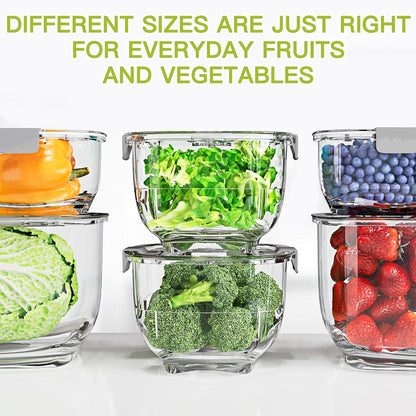 LUXEAR Fresh Produce Vegetable Fruit Storage Containers 3Piece Set, BPA-free, Partitioned Salad Container, Fridge Organizers, Used in Storing Fruits Vegetables, White