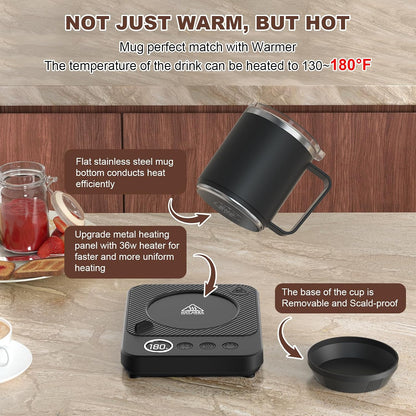 Felibeaco Coffee Mug Warmer & Mug Set for Desk, Smart Coffee Cup Warmer with 16oz Heated Mug, Cup Heater with Auto Shut Off for Office/Home, Coffee Gifts for Women/Men/Dad on Father‘s Day, Red