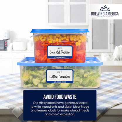 Dissolvable Food Labels for Food Containers - 250qty Made in USA - 1x2 Inches - Wash-Off Labels for Meal Prep, Pantry, Freezer and Mason Jars – No Scrubbing, No Residue - Teal