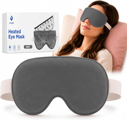 ZOMPALE Heated Eye Mask for Dry Eyes – Microwavable Moist Heat Eye Compress – Warm Compress for Eyes, Eye Strain & Stye Relief – Adjustable Strap, Washable Plush Cover, Reusable Eye Mask for Sleep