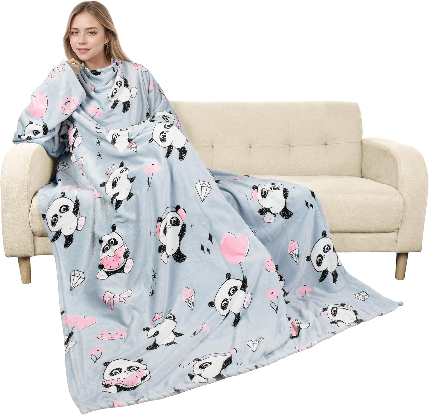 Catalonia Wearable Blanket with Sleeves for Women & Men, Fleece Wrap Throw | Cozy Sleeve Design for Hands-Free Comfort, Perfect for Reading, TV Time & Relaxing, Christmas & Birthday Gift
