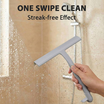 Shower Squeegee for Glass Doors, Hang Anywhere Silicone Shower Squeegee with Hook Design for Easy Hanging and Cleaning (Black)