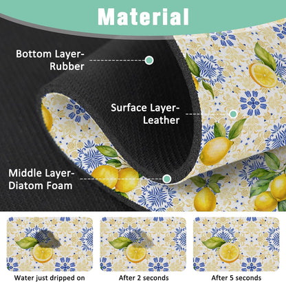 Kitchen Sink Splash Guard Faucet Mat 24" X 5.5" Tropical Leavesl Absorbent Fast Drying Mat Faucet Draining Mat Sink Splash Guard Behind Faucet Drip Catcher for Kitchen Bathroom