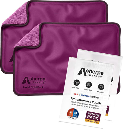 Medium Flexible Gel Ice Packs Reusable - Hot and Cold Soft Ice Packs for Injuries Reusable for Ankle, Arm, Foot, Leg, Back Pain Relief - 8" x 12" - Purple