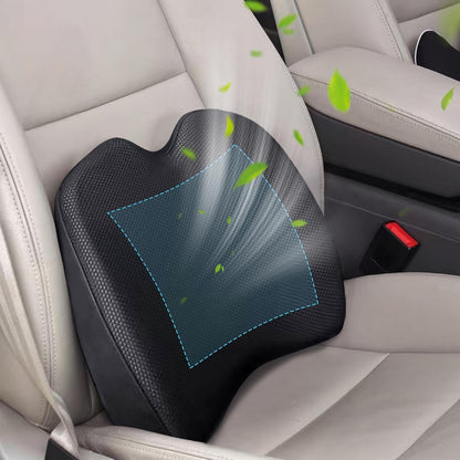 Super Cozy Lumbar Support Pillow for Car/Office Chair, 100% Memory Foam | Lumbar Pillow with Breathable Removable Cover, Ergonomic Design - Back Support for Back Pain Relief(Adjustable Strap, Black)