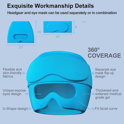 2 in 1 Migraine Relief Cap with Gel Eye Mask, Headache Relief Cap Ice Head Wrap Hot and Cold Therapy Hat Gift for Women for Headache Puffy Eyes Sinus and Tension Stress Relief (Light Purple)