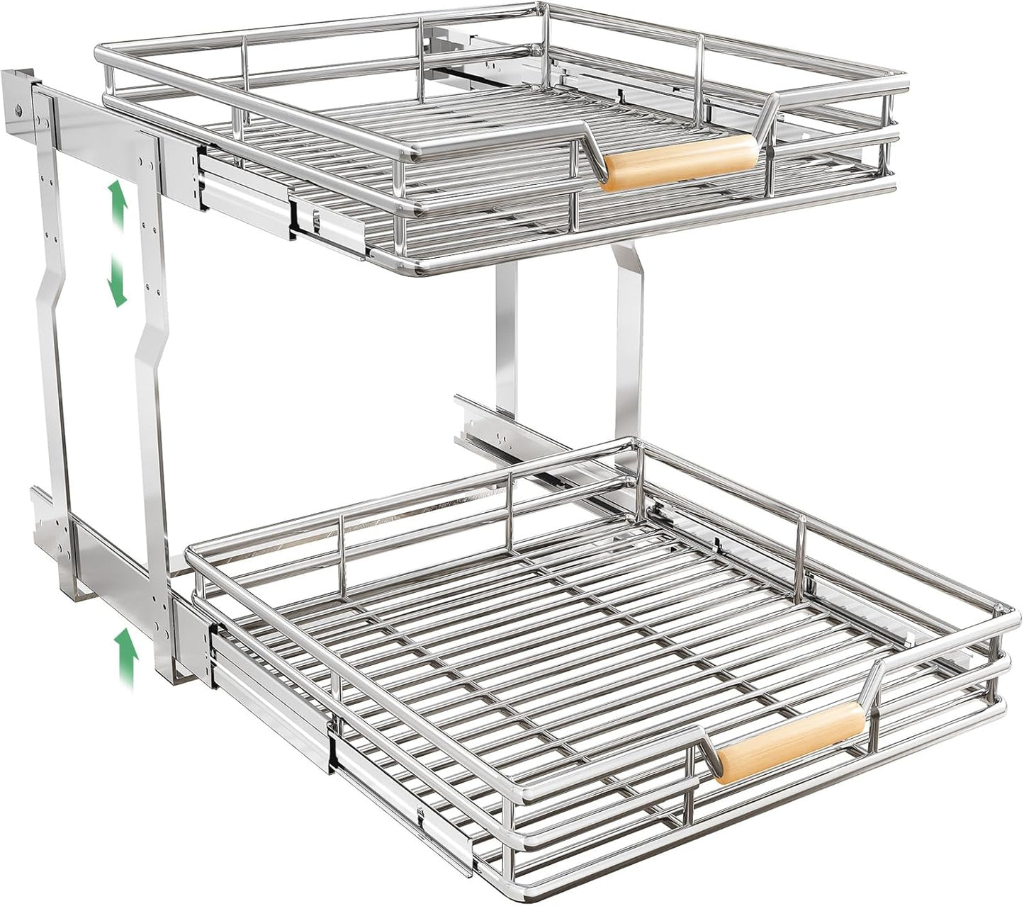 Pull out Cabinet Organizer, 15"W X 21"D, Heavy Duty Smooth Sliding Under Cabinet Shelves for Pots and Pans, Full-Extension Roll out Drawers, Slide out Organization for Home Kitchen Pantry