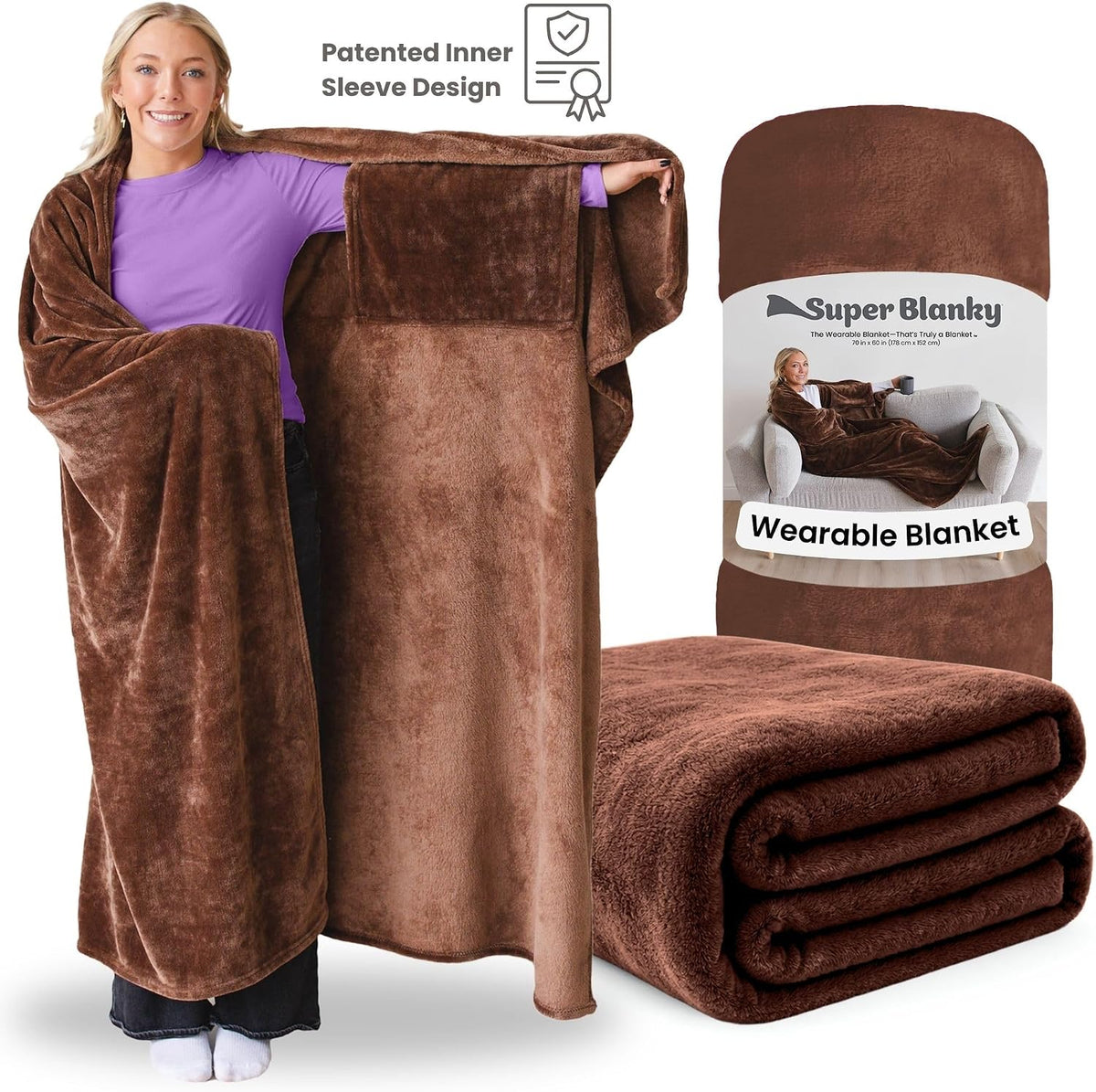 Super Blanky Wearable Blankets for Women & Men, Dorm Room Essentials, Gift for Her, Gifts for Women, Wife Birthday Gift Ideas