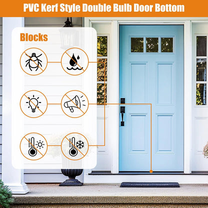 Briwooody 2 Pack 36" Replacement Door Sweep Hardware Double Bubble Kerf Door Sweep Door Bottom with Vinyl Fins Weather Stripping Door Seal for Bottom of Door Exterior, Weatherproof Design